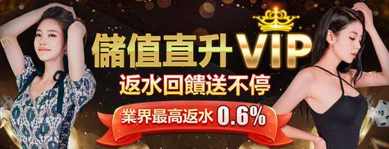 儲值直升VIP 返水回饋送不停 業界最高返水0.6%